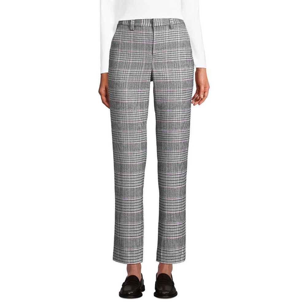 Lands’ End High Rise Flannel Glen Plaid Pants | Pink Amethyst | Size XL